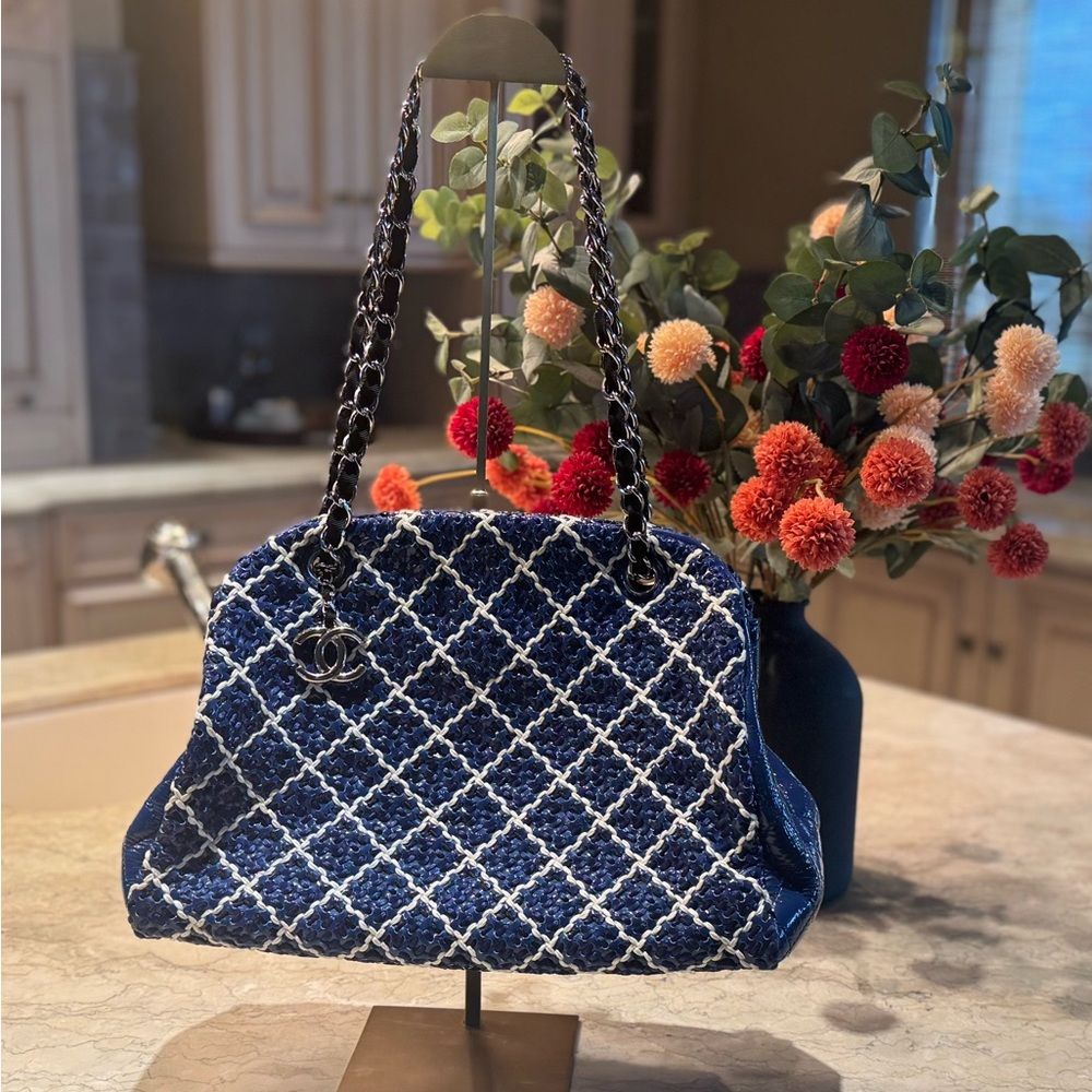 Chanel Just Mademoiselle Blue Patent Leather Bag
